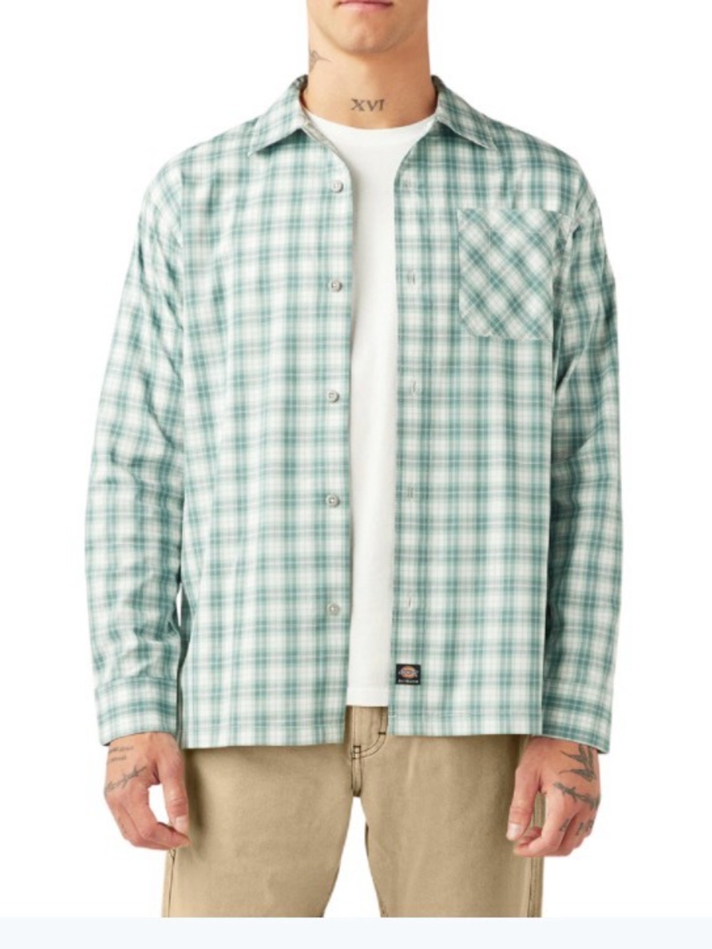 Dickies Skateboard Men's Green Plaid shirt Medium Button Up